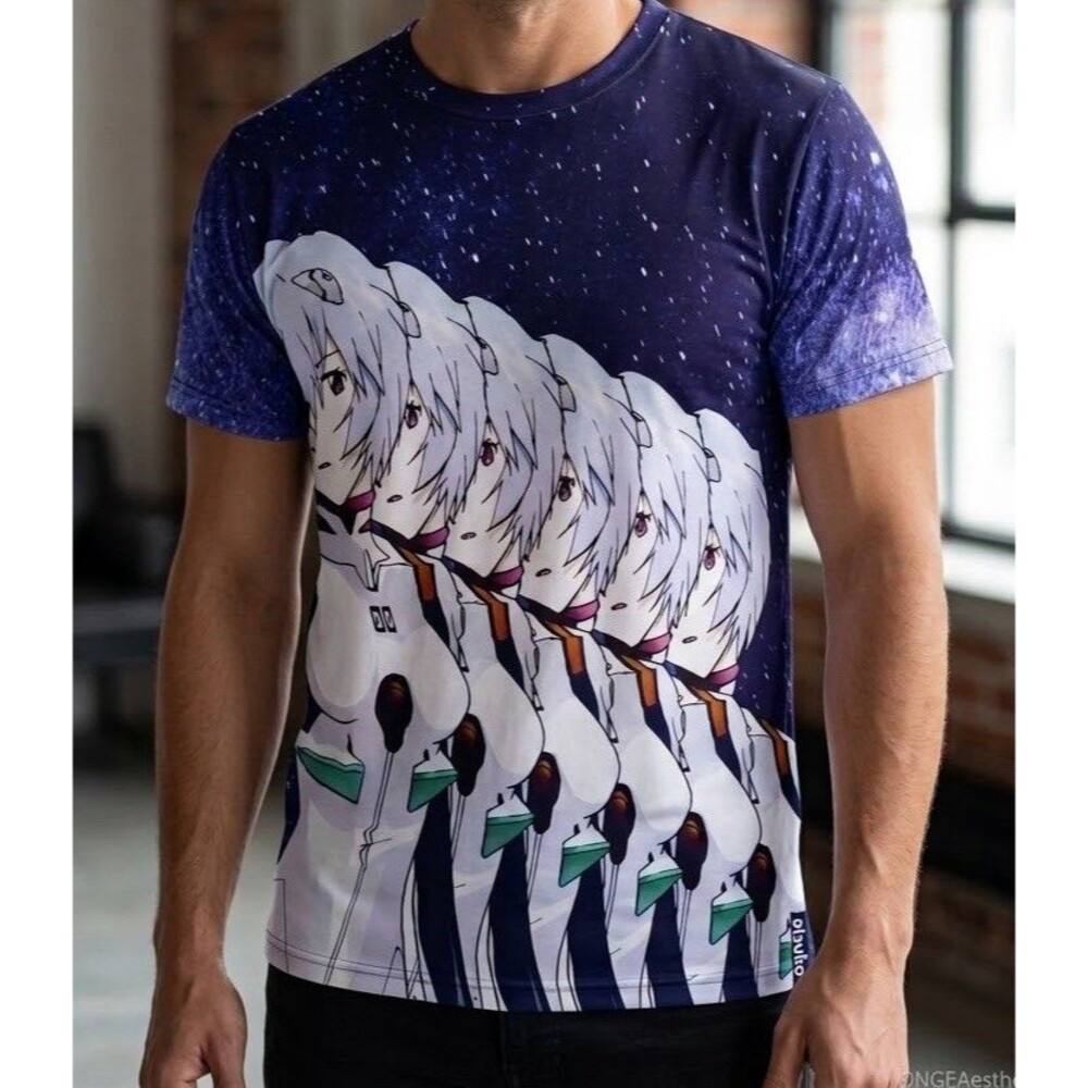 Neon Genesis Evangelion Atsuko Rei Ayanami Plugsuit Mens S All Over Prim Tee New